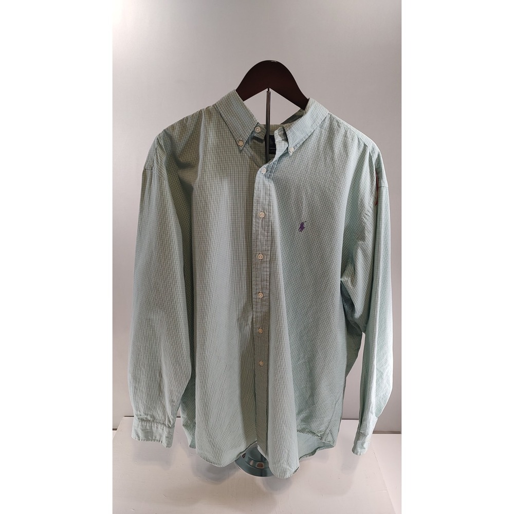 Vintage Ralph Lauren Long Sleeve Men's X X L Green & Blue Plaid Blake Big & Tall